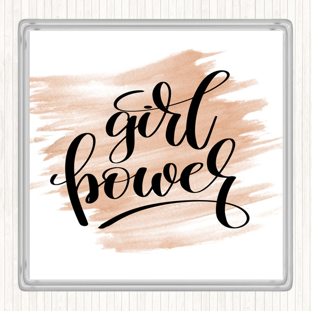 Watercolour Girl Power Quote Drinks Mat Coaster