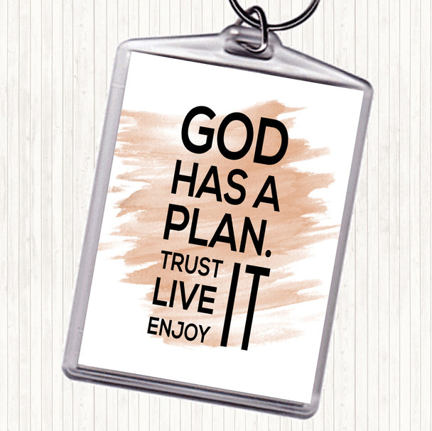 Watercolour God Has A Plan Quote Bag Tag Keychain Keyring
