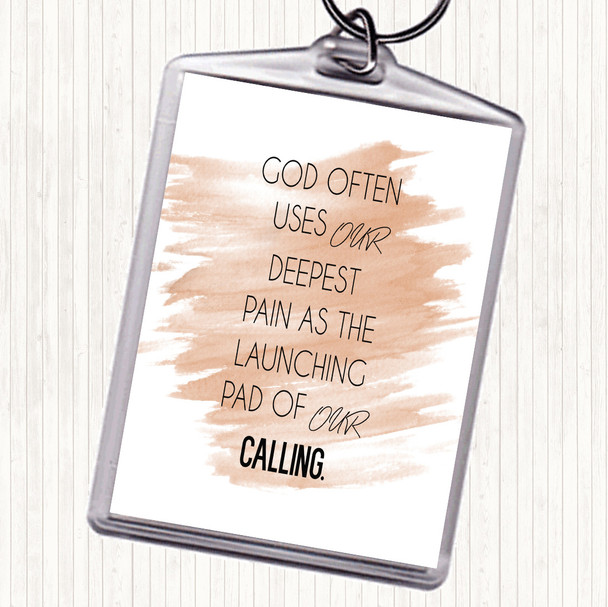 Watercolour God Often Uses Quote Bag Tag Keychain Keyring