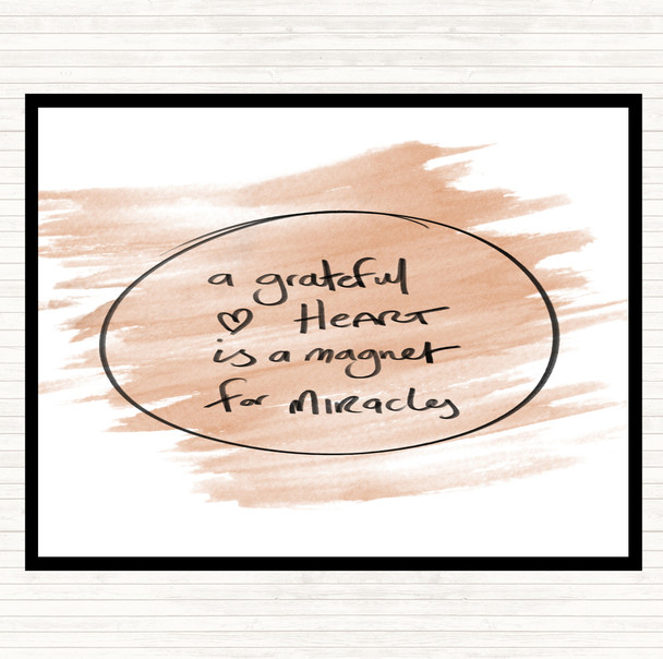 Watercolour Grateful Heart Quote Dinner Table Placemat