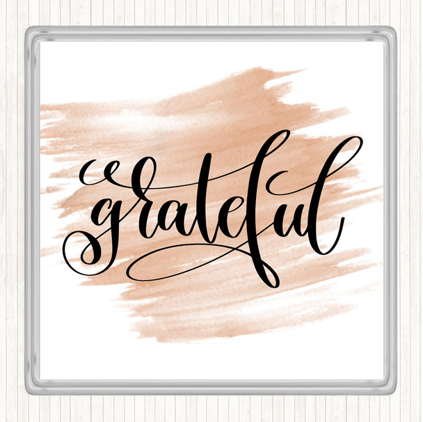 Watercolour Grateful Swirl Quote Drinks Mat Coaster