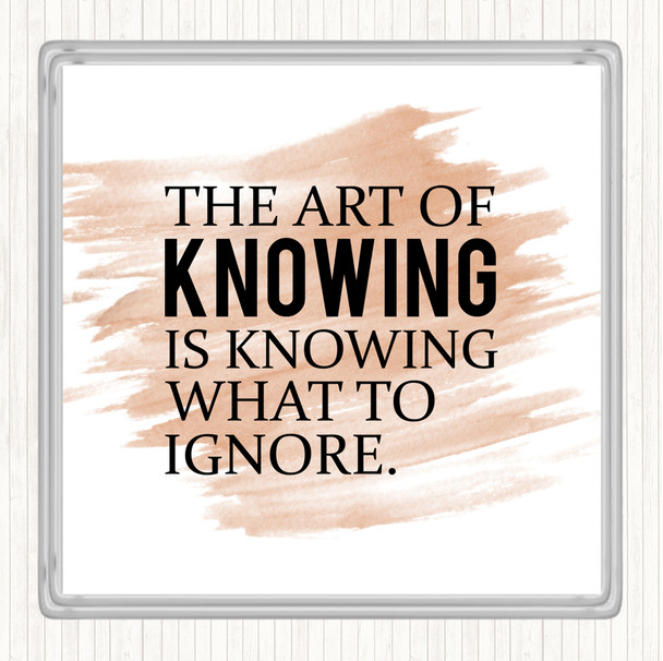 Watercolour Art Of Knowing Quote Drinks Mat Coaster