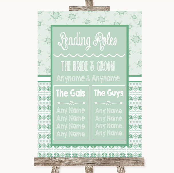 Winter Green Who's Who Leading Roles Personalised Wedding Sign