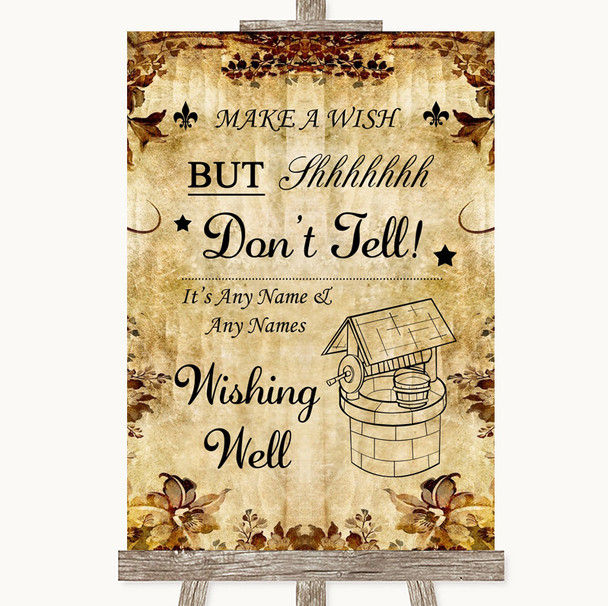 Autumn Vintage Wishing Well Message Personalised Wedding Sign