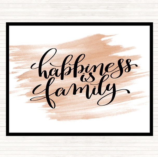 Watercolour Happiness Is Family Quote Dinner Table Placemat