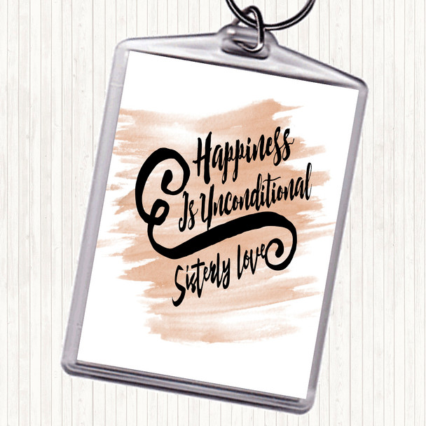 Watercolour Happiness Is Quote Bag Tag Keychain Keyring