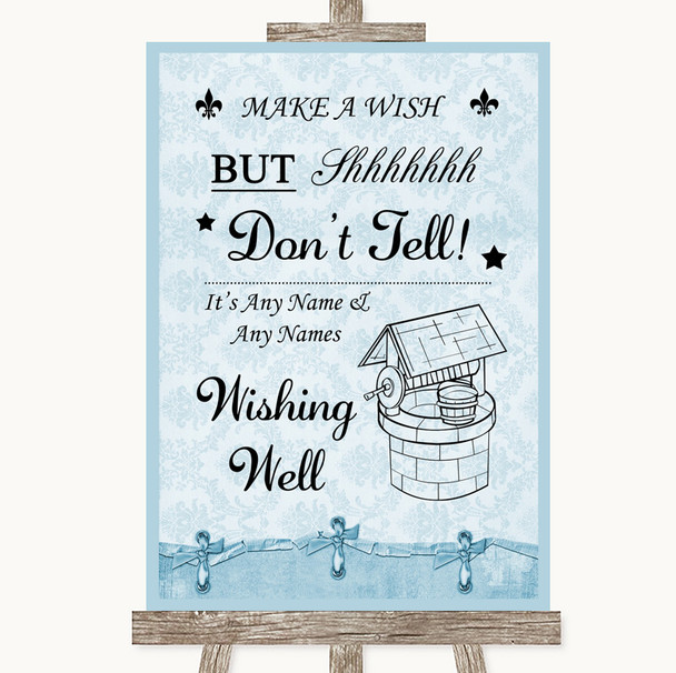 Blue Shabby Chic Wishing Well Message Personalised Wedding Sign