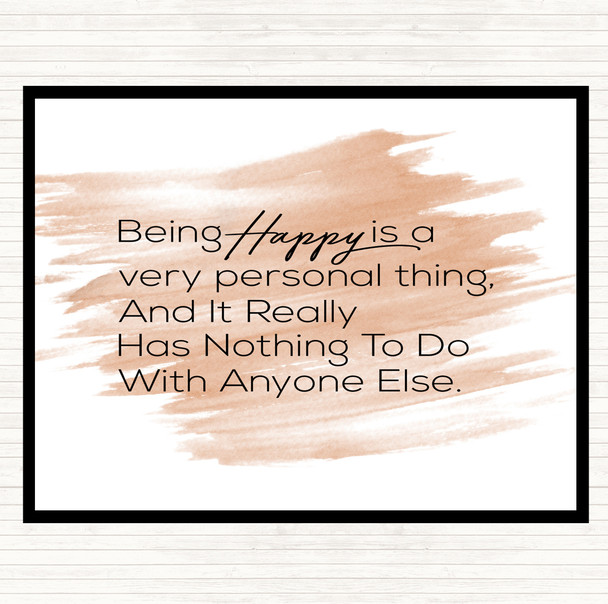 Watercolour Happy Is Personal Quote Dinner Table Placemat