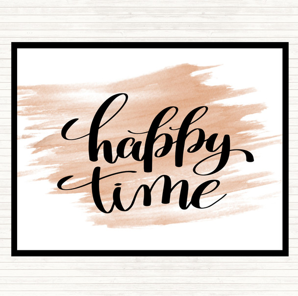 Watercolour Happy Time Quote Mouse Mat Pad
