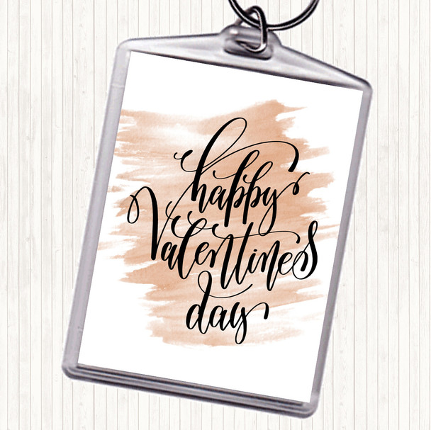 Watercolour Happy Valentines Quote Bag Tag Keychain Keyring