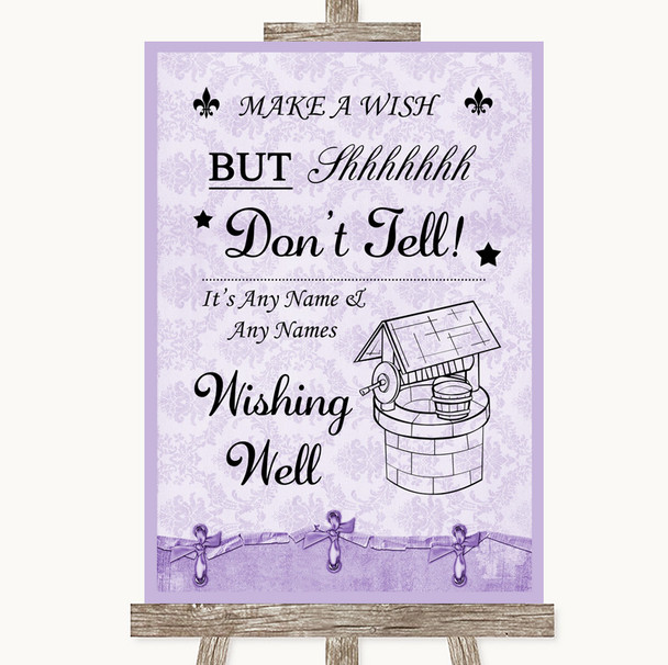 Lilac Shabby Chic Wishing Well Message Personalised Wedding Sign