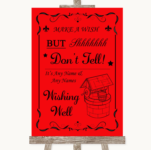 Red Wishing Well Message Personalised Wedding Sign
