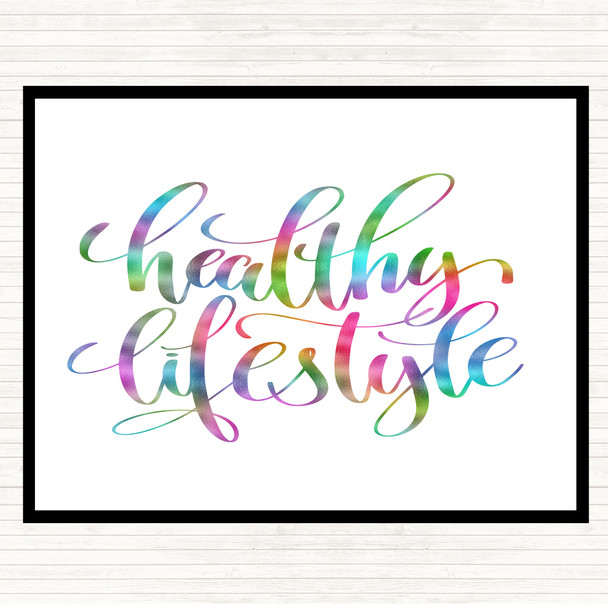Healthy Lifestyle Rainbow Quote Mouse Mat Pad