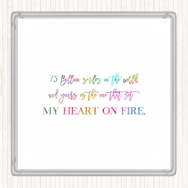 Heart On Fire Rainbow Quote Drinks Mat Coaster