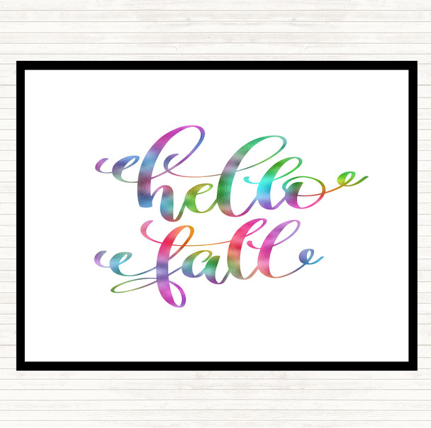 Hello Fall Rainbow Quote Dinner Table Placemat