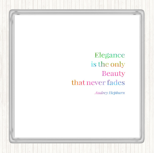 Audrey Hepburn Elegance Rainbow Quote Drinks Mat Coaster