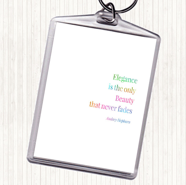 Audrey Hepburn Elegance Rainbow Quote Bag Tag Keychain Keyring