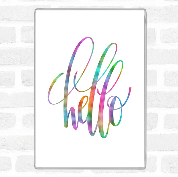 Hello Swirl Rainbow Quote Jumbo Fridge Magnet