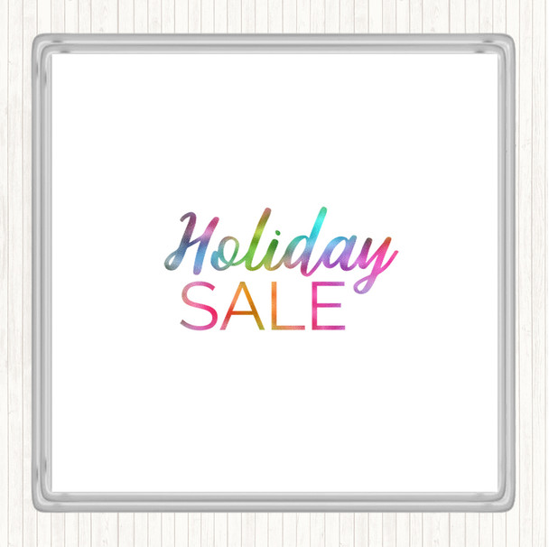 Holiday Sale Rainbow Quote Drinks Mat Coaster