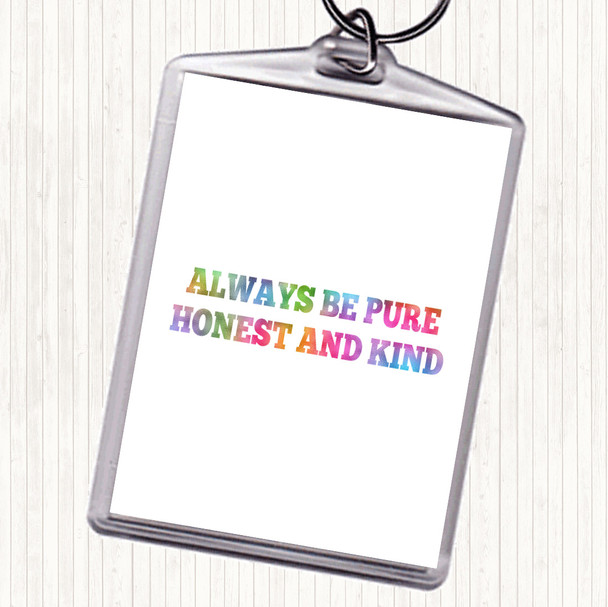 Honest And Kind Rainbow Quote Bag Tag Keychain Keyring