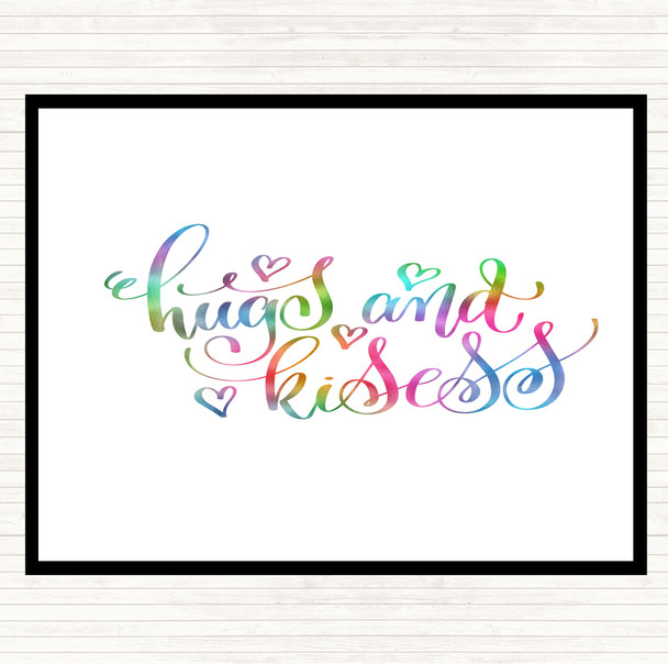Hugs And Kisses Rainbow Quote Mouse Mat Pad