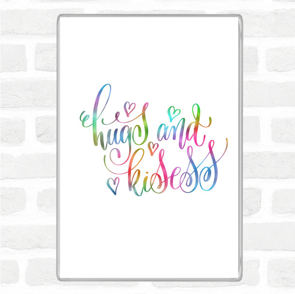 Hugs And Kisses Rainbow Quote Jumbo Fridge Magnet