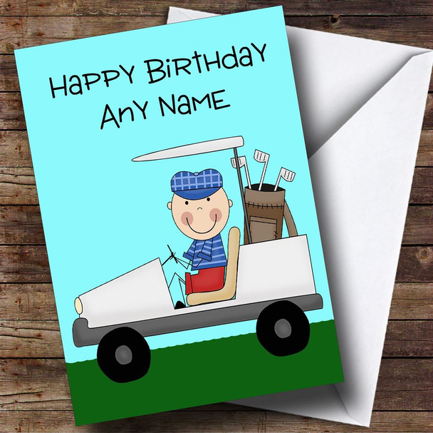 Golfer In Golf Cart Personalised Birthday Card