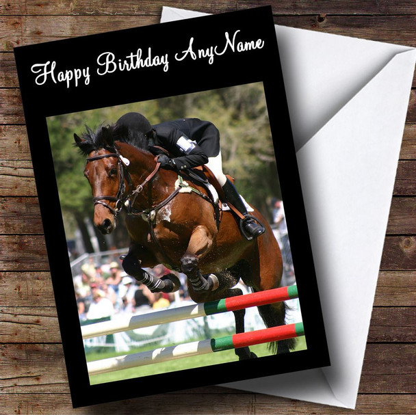Show Jumping Horse Personalised Birthday Card