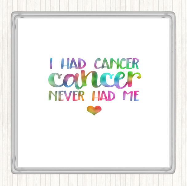 I Had Cancer Cancer Never Had Me Rainbow Quote Drinks Mat Coaster