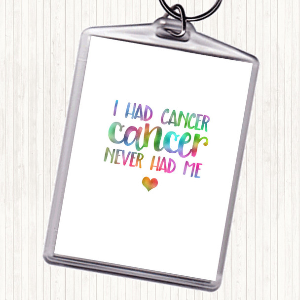 I Had Cancer Cancer Never Had Me Rainbow Quote Bag Tag Keychain Keyring