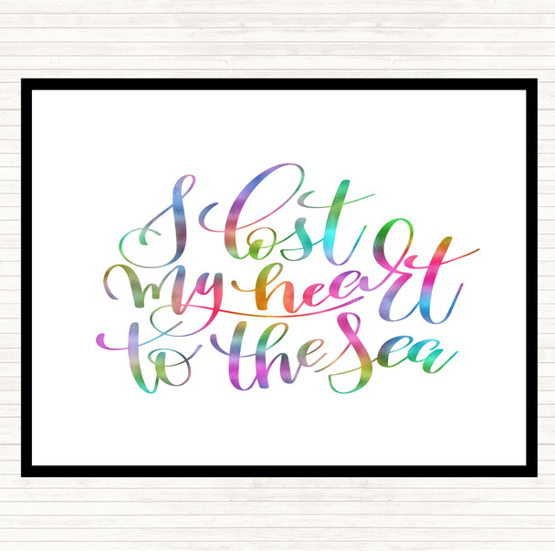 I Lost My Heart To The Sea Rainbow Quote Mouse Mat Pad