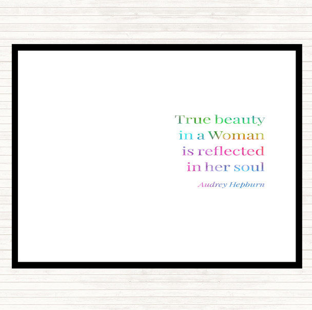 Audrey Hepburn True Beauty Rainbow Quote Mouse Mat Pad