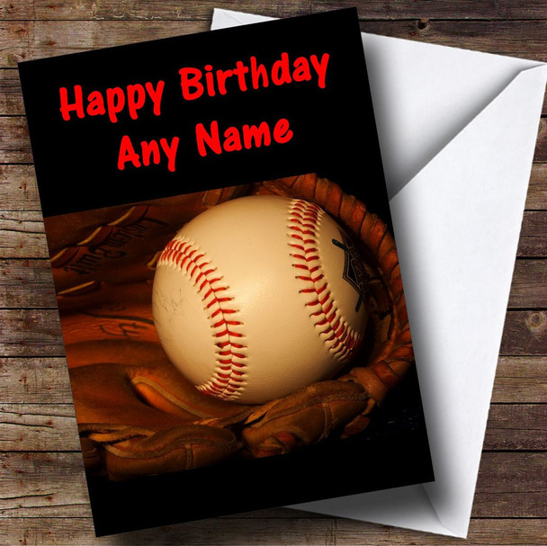 Baseball Ball & Glove Personalised Birthday Card