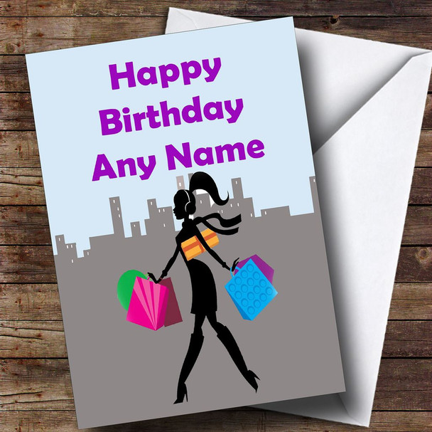 Shopping Shopaholic Personalised Birthday Card