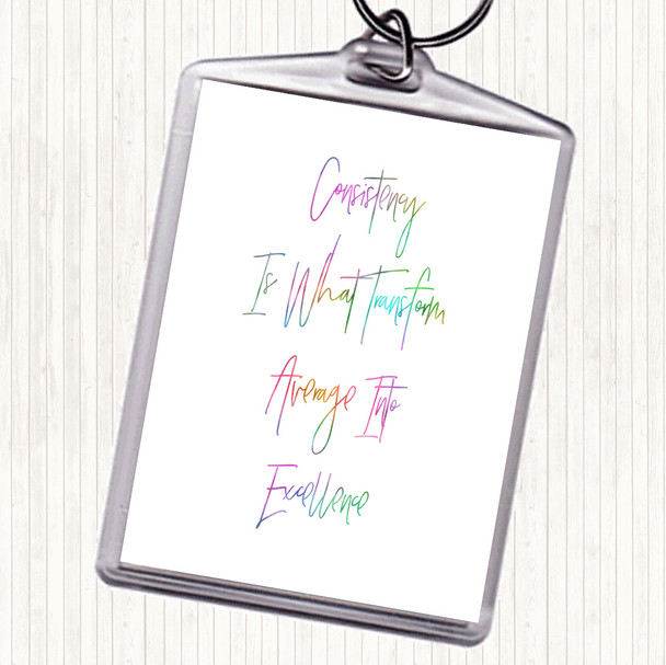 Average Into Excellence Rainbow Quote Bag Tag Keychain Keyring