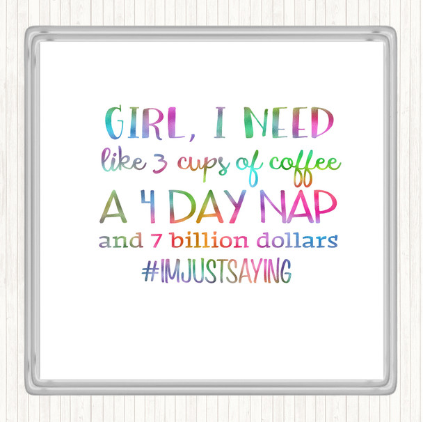 I'm Just Saying Rainbow Quote Drinks Mat Coaster