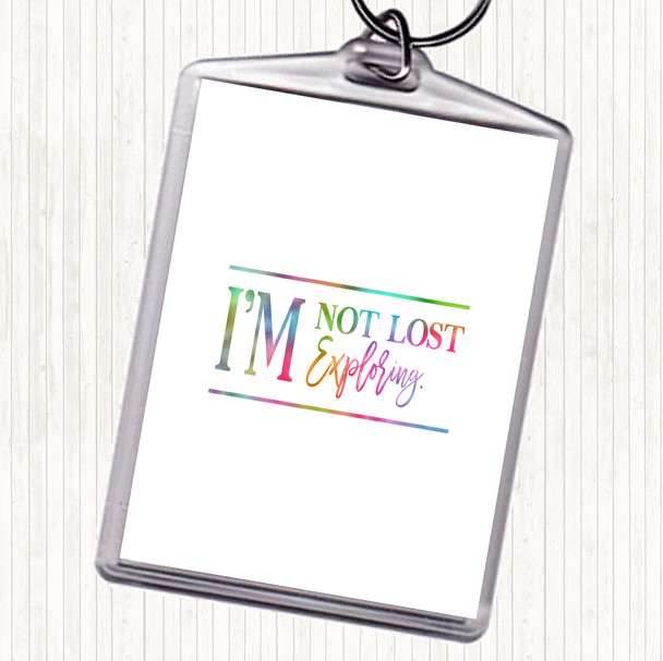 I'm Not Lost I'm Exploring Rainbow Quote Bag Tag Keychain Keyring