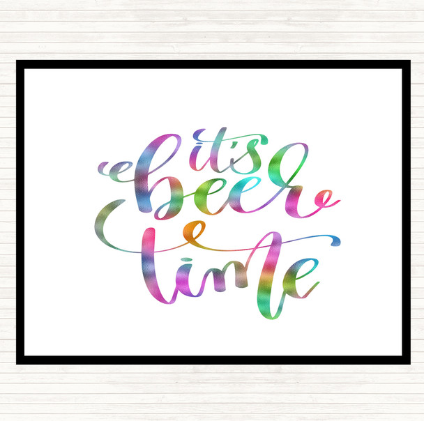 Its Beer Time Rainbow Quote Mouse Mat Pad