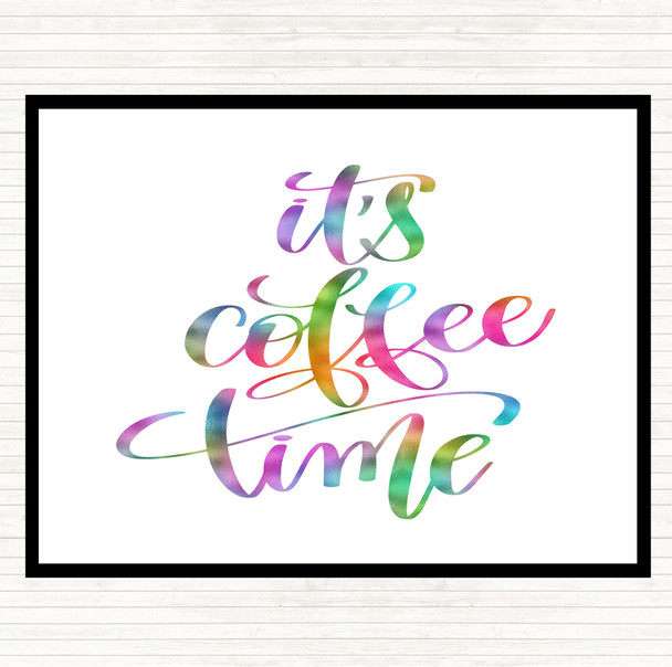 Its Coffee Time Rainbow Quote Mouse Mat Pad