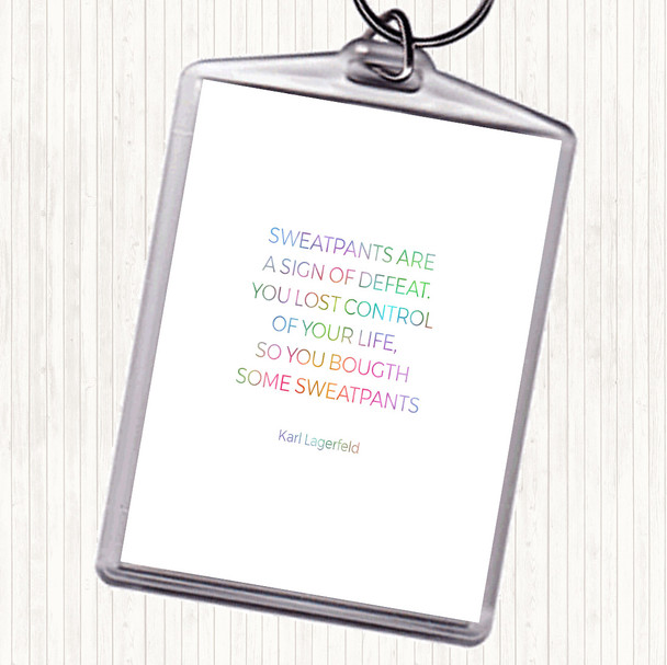 Karl Lagerfield Sweatpants Defeat Rainbow Quote Bag Tag Keychain Keyring