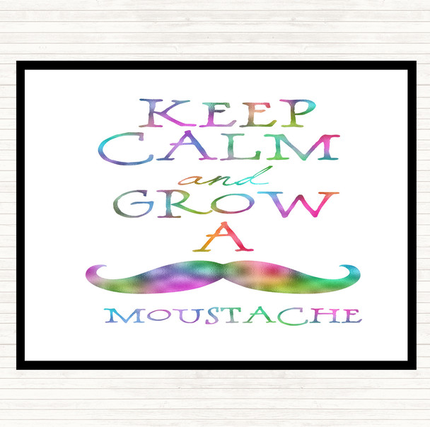 Keep Calm Grow Mustache Rainbow Quote Dinner Table Placemat