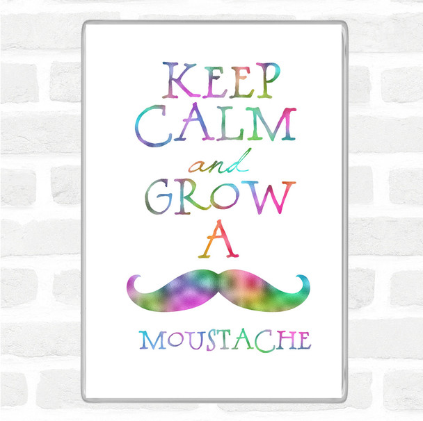 Keep Calm Grow Mustache Rainbow Quote Jumbo Fridge Magnet