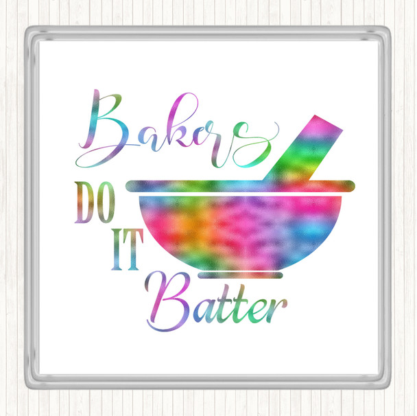 Bakers Do It Batter Rainbow Quote Drinks Mat Coaster