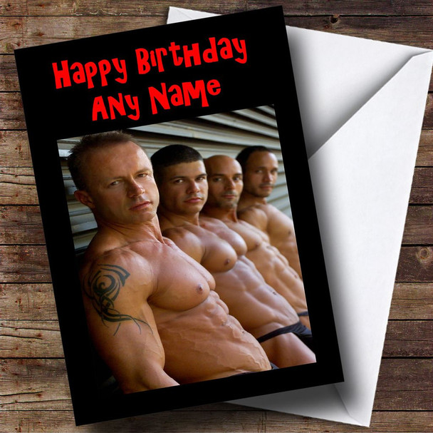 Topless Sexy Men Gay Personalised Birthday Card