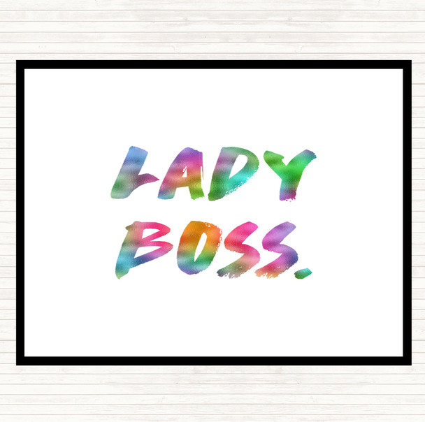 Lady Boss Rainbow Quote Mouse Mat Pad