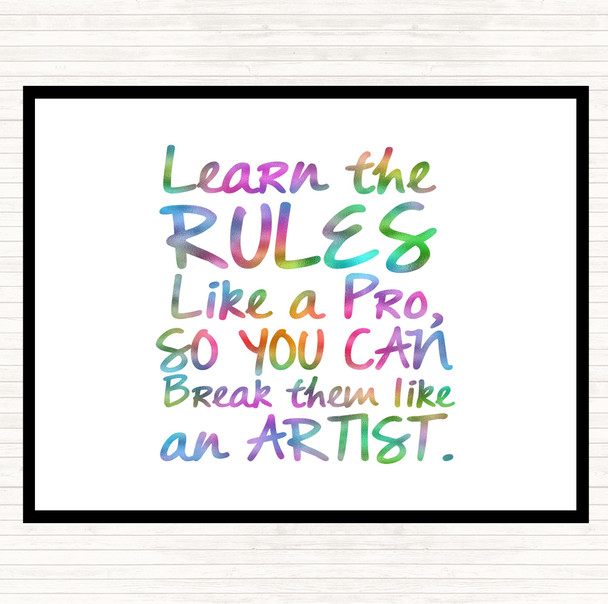 Learn The Rules Rainbow Quote Mouse Mat Pad