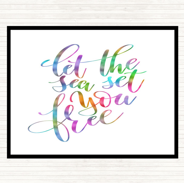 Let The Sea Set You Free Rainbow Quote Mouse Mat Pad