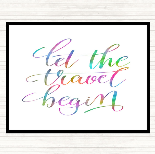 Let The Travel Begin Rainbow Quote Mouse Mat Pad