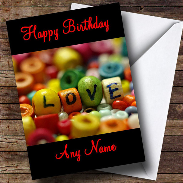 Love Beads Romantic Personalised Birthday Card