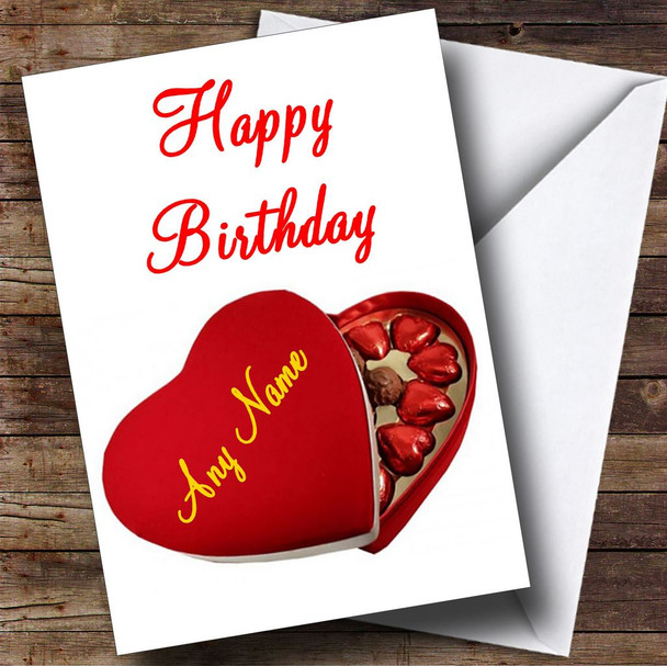 Heart Box Of Chocolates Romantic Personalised Birthday Card